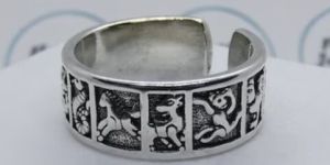 Mens Zodiac Silver Adjustable Ring