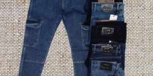 Mens Casual Denim Cargo Jeans