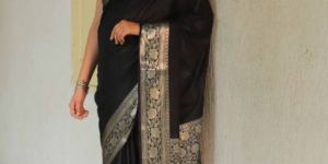 Black Banarasi Pure Silk Saree