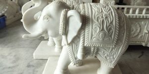 White Marble Elephant Statue
