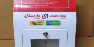 Union Bank of India Metal Check Dropbox Red and White