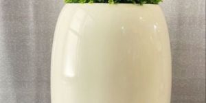 White Round Fiberglass Planter