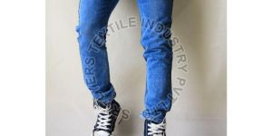 Mens Towel Washed Knitting Fabric Ankle Slim Jeans