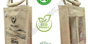 LMC Printed Jute Wine Bag for 2 Bottles