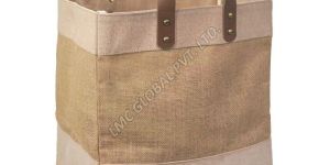 LMC Reusable Juco Tote Shopping Bags with Leather Strap Handles