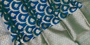 Blue Necklace Design Handwoven Katan Banarasi Saree