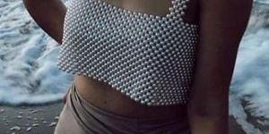 Pearl Beaded Crop Top