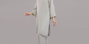 Rayon Grey Kurti Pant Set