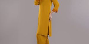 Rayon Mustard Kurti Pant Set