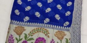 Royal Blue Banarasi Georgette Saree
