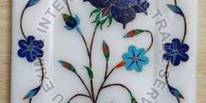 White Marble Inlay Tray