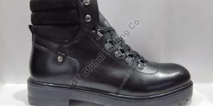 Mens Black Lace up Leather Boot