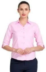 Pink Cotton Ladies Formal Shirt