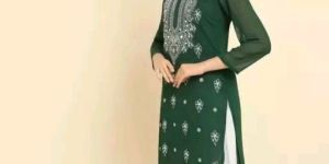 Georgette Chikankari Kurti Machine Work
