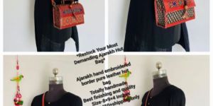 Leather Ajrakh Hut Bag