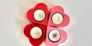 Heart Shape Concrete T-Light Candle Holder