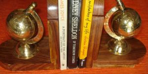 Wooden Bookends W Globes