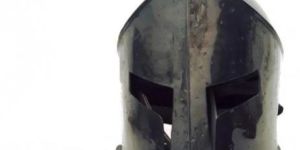 Steel Spartan Helmet with Black Plume