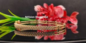 Yellow Gold Natural Diamond Criss Cross Steps Bracelet