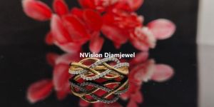 Yellow Gold Natural Diamond Wave Ring