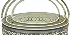 White Iron Metal Hamper Basket