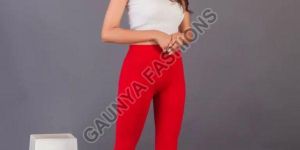 Red Ankle Length Leggings