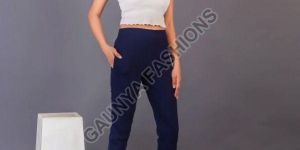 Pocket Style Navy Blue Straight Pant