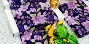 ROYAL BLUE COTTON SAREES WITH PRINTED DESIGN