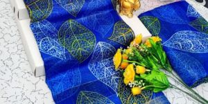 SKY BLUE FANCY PRINT SOFT COTTON SAREES