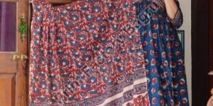 Hand Block Printed Naira Cut Kurta Pant Set with Dupatta