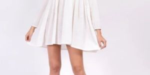 White Dobby Cotton Chikankari Dress