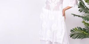 White Muslin Chikankari Kurti