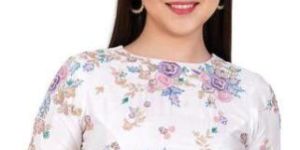 White Silk Embroidered Blouse