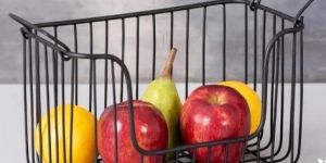 Metal Kitchen Basket with Gold Finish