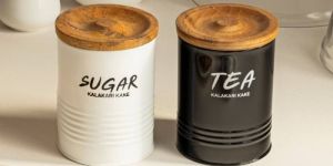 Tea/Sugar Canister with wood LID