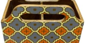 Wooden Double Basket Cutlery Holder