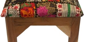 Wooden Pouf Foot Stool