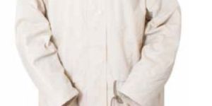 White Corduroy Collar Rain Jacket