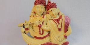 Radha Krishna Wall Frame Yellow