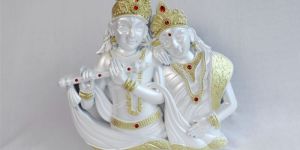 Radha Krishna Wall Frame White