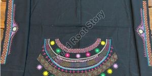 Pure Handloom Cotton Dark Grey Blouse Fabric