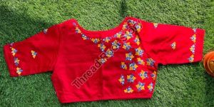 Cotton Hand Embroidered Red Blouse