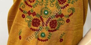 Yellow Embroidered Cotton Kurti Fabric