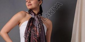 Maroon Leaf Design Viscose Scarf