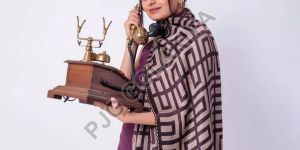 Purple Geometric Pattern Viscose Scarf