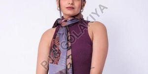 Purple Leaf Design Viscose Scarf