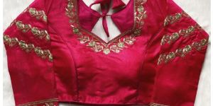 Pink Sequence Embroidered Silk Blouse