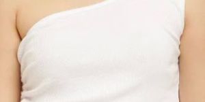 White Cotton One Shoulder Top