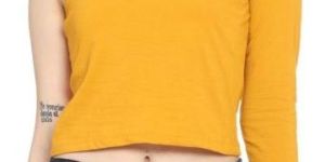 Yellow Plain Ladies One Shoulder Top