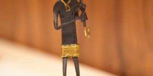 Wrought Iron Man with Umbrella Figurine